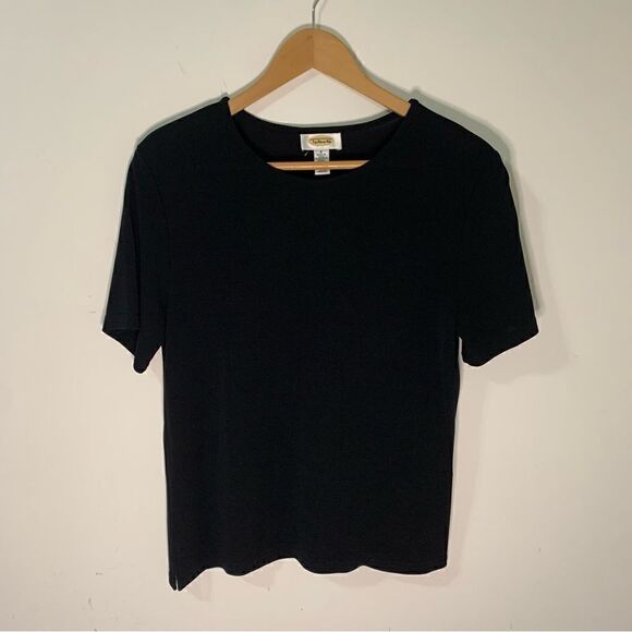 Talbots Women's Black Short Sleeve Tee Top Size Small - Picture 1 of 5
